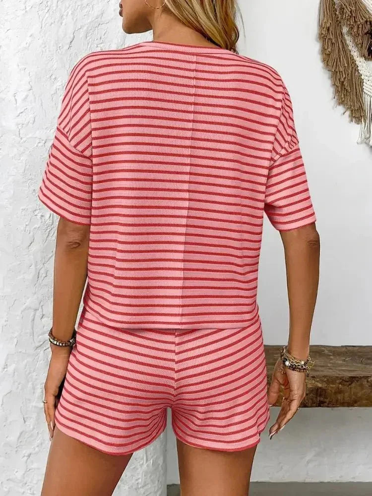 Striped Round Neck Short Sleeve Top and Shorts Set - Update AvenueVacation StyleTrendsi100100789786625100100789786625ca9c1e33 - 8c30 - 4e79 - a31f - b6bcc569b25b - MaxStrawberry