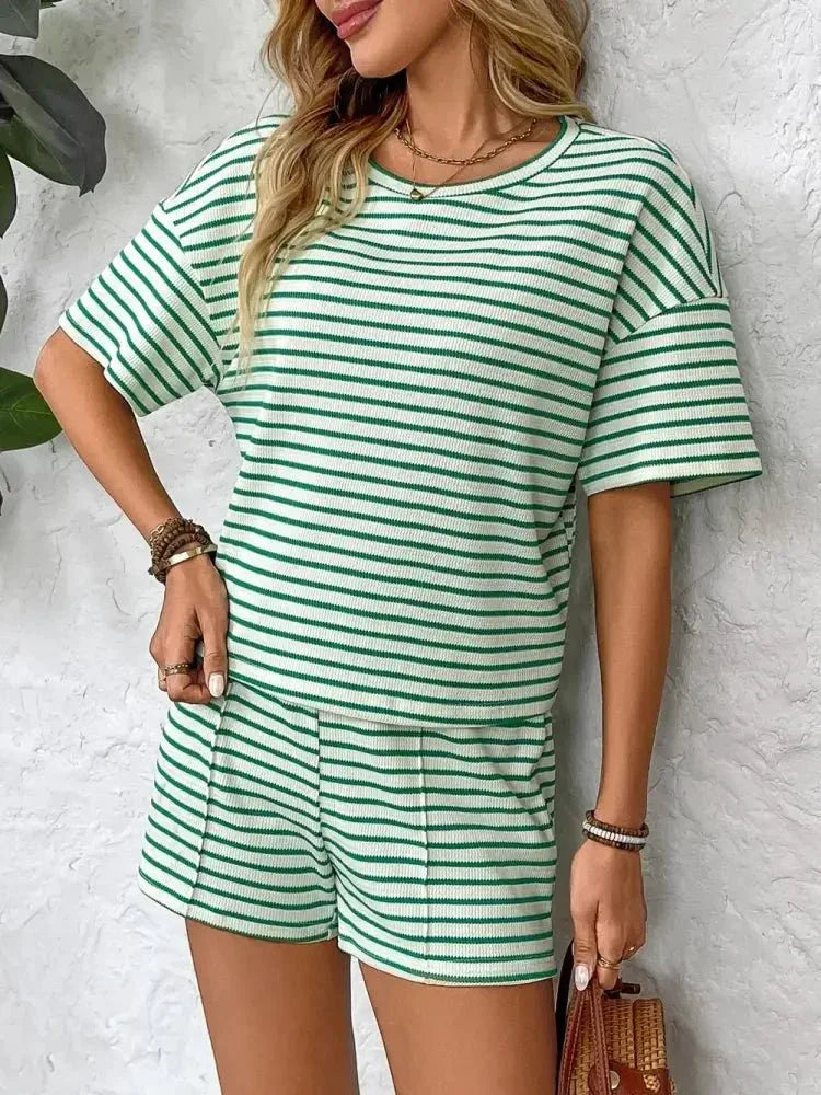 Striped Round Neck Short Sleeve Top and Shorts Set - Update AvenueVacation StyleTrendsi100100789787082100100789787082ca815512 - 6915 - 4bde - 9b93 - 5903975f8977 - MaxGreen