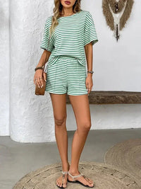 Striped Round Neck Short Sleeve Top and Shorts Set - Update AvenueVacation StyleTrendsi100100789787082100100789787082131137a6 - 867a - 4049 - aa72 - 37e16ab4f97c - MaxGreen