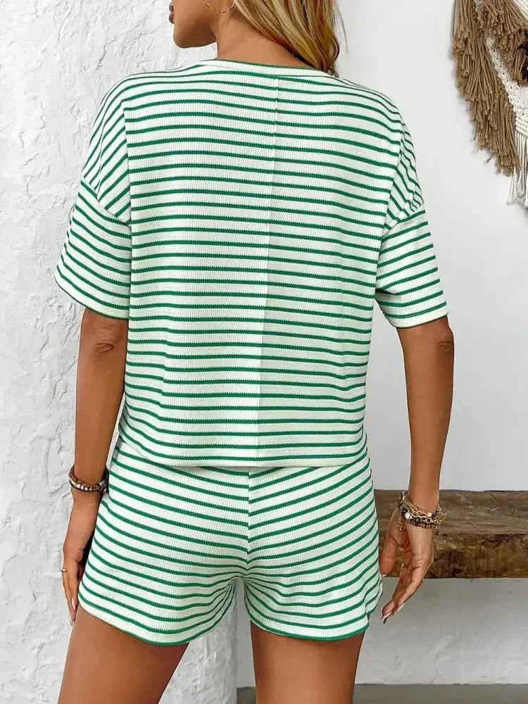 Striped Round Neck Short Sleeve Top and Shorts Set - Update AvenueVacation StyleTrendsi1001007897870821001007897870824f3b69e2 - 3770 - 4ee7 - 97ae - 7e75f86a1b49 - MaxGreen