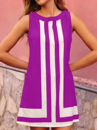 Striped Round Neck Sleeveless Dress