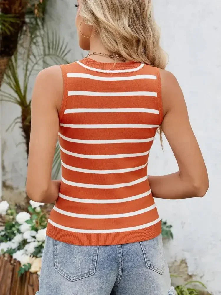 Striped Round Neck Tank - Update AvenueTrendsi100100452235694100100452235694c69de162de8c43d580f5ae74b965d619 - Max - OriginOrange