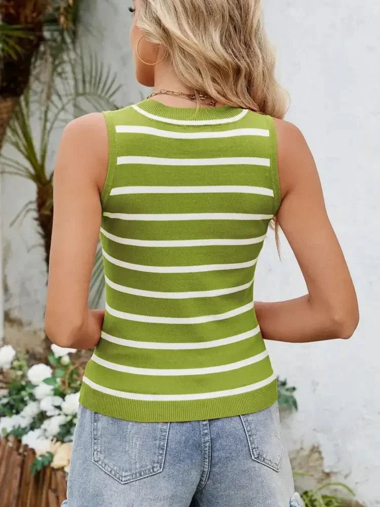 Striped Round Neck Tank - Update AvenueTrendsi10010045223569410010045223569411d043eab0d7483c9fb87ef91131ac1f - Max - OriginOrange