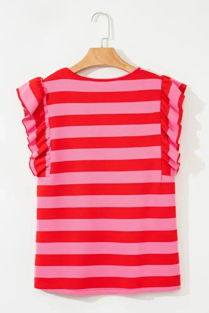 Striped Ruffle Sleeve Summer T-Shirt - Update AvenueT-ShirtsTrendsi100100593491726100100593491726ffc5d10c - cdc2 - 443a - a45d - 5a5b2387cc49 - Max - OriginStrawberry