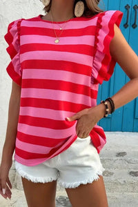 Striped Ruffle Sleeve Summer T-Shirt - Update AvenueT-ShirtsTrendsi100100593491726100100593491726dffd0df8 - 5189 - 4702 - bc1b - 72efe6cb6b60 - Max - OriginStrawberry