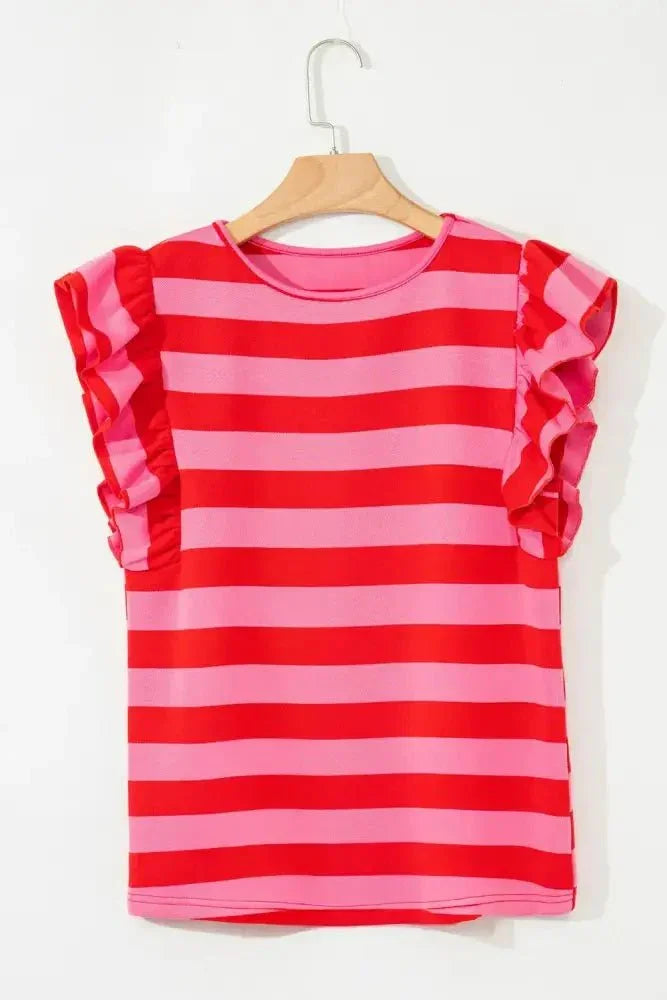 Striped Ruffle Sleeve Summer T-Shirt - Update AvenueT-ShirtsTrendsi10010059349172610010059349172639125ce9 - e515 - 49c1 - 9daf - 5b1b2a7154a0 - Max - OriginStrawberry