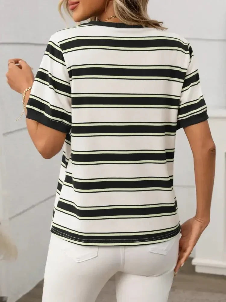 Striped Short Sleeve Crew Neck T-Shirt - Update AvenueT-ShirtsTrendsi1001003973270251001003973270251ecf34ad - 792a - 4203 - adbb - 1299d859566b - Max - OriginBlack
