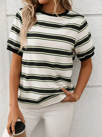 Striped Short Sleeve Crew Neck T-Shirt - Update AvenueT-ShirtsTrendsi10010039732702510010039732702567676f47 - 79c2 - 4b41 - 9087 - e48ab9178383 - Max - OriginBlack