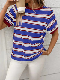 Striped Short Sleeve Crew Neck T-Shirt - Update AvenueT-ShirtsTrendsi100100397328052100100397328052e60bd5a7 - 2477 - 48cf - b9f6 - 42f92cafe2af - Max - OriginRoyal Blue