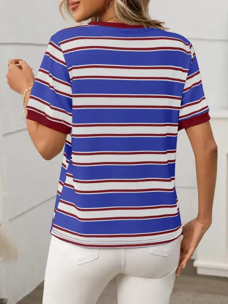 Striped Short Sleeve Crew Neck T-Shirt - Update AvenueT-ShirtsTrendsi10010039732805210010039732805218d3b524 - e442 - 48dc - 8a22 - cc715a6cf64a - Max - OriginRoyal Blue