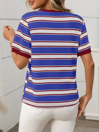 Striped Short Sleeve Crew Neck T-Shirt - Update AvenueT-ShirtsTrendsi10010039732805210010039732805218d3b524 - e442 - 48dc - 8a22 - cc715a6cf64a - Max - OriginRoyal Blue