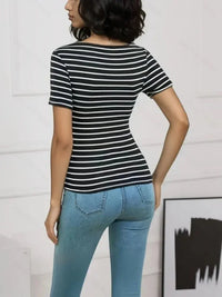 Striped Short Sleeve T-Shirt - Update AvenueT-ShirtsTrendsi1001001699467681001001699467683d85418eb13b47d3929cf38d44d80386 - Max - OriginBlack