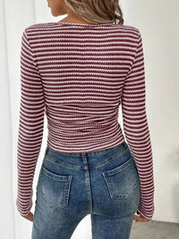 Striped Square Neck Long Sleeve T-Shirt - Update AvenueT-ShirtsTrendsi1001003398406361001003398406362d0f0ef282b34d7083041a74d03b31c5 - Max - OriginBurgundy