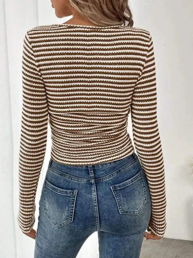 Striped Square Neck Long Sleeve T-Shirt - Update AvenueT-ShirtsTrendsi1001003398479751001003398479754c7c53c0186b47cfb5eb2fd1d8792b67 - Max - OriginBrown