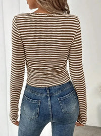 Striped Square Neck Long Sleeve T-Shirt - Update AvenueT-ShirtsTrendsi1001003398479751001003398479754c7c53c0186b47cfb5eb2fd1d8792b67 - Max - OriginBrown