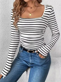 Striped Square Neck Long Sleeve T-Shirt - Update AvenueT-ShirtsTrendsi10010072619257910010072619257972d895d20ca547a79bb318a8816a6bf3 - Max - OriginWhite