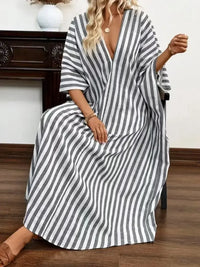 Striped V-Neck Maxi Dress