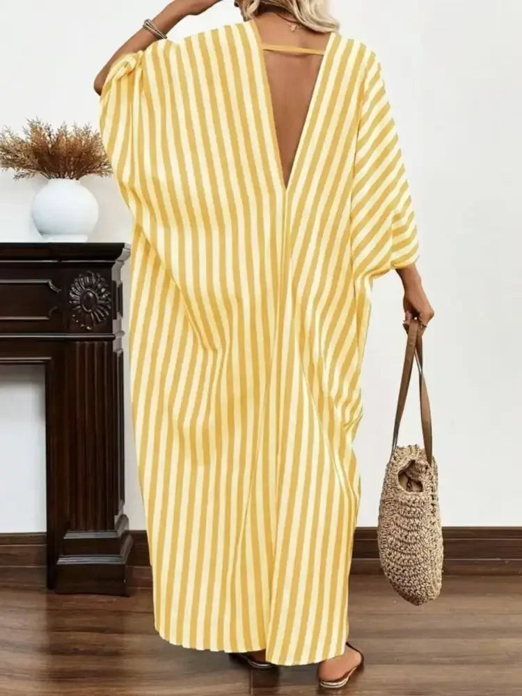 Striped V-Neck Maxi Dress