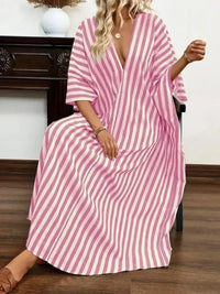 Striped V-Neck Maxi Dress