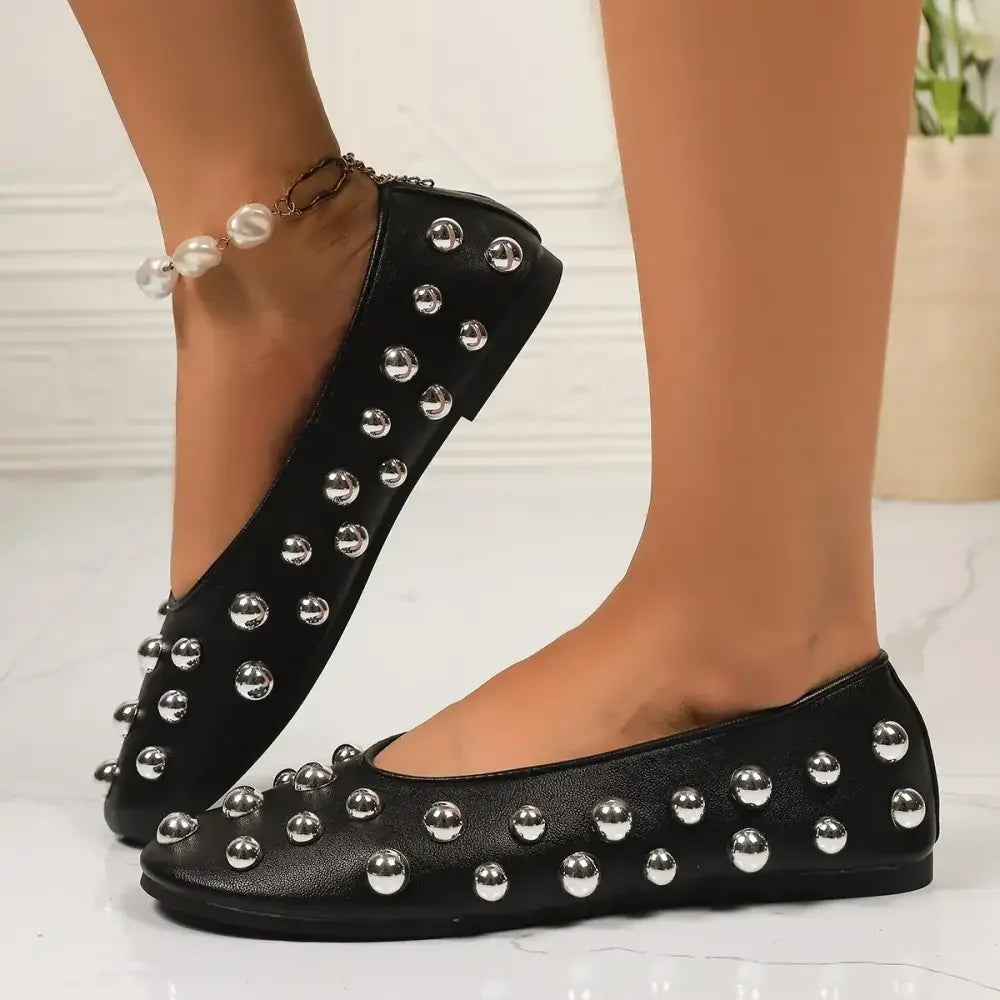 Studded Leather Slip-Ons