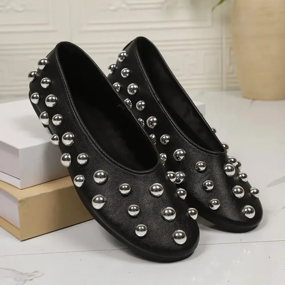 Studded Leather Slip-Ons