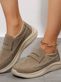 Studded Round Toe Platform Slip-Ons