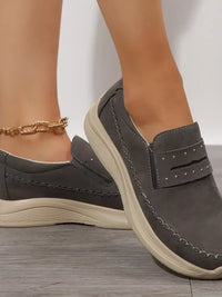 Studded Round Toe Platform Slip-Ons