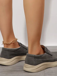 Studded Round Toe Platform Slip-Ons