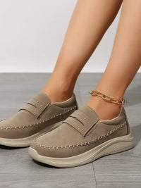 Studded Round Toe Platform Slip-Ons