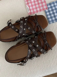 Studded Strappy Bow Slip-Ons