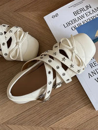 Studded Strappy Bow Slip-Ons