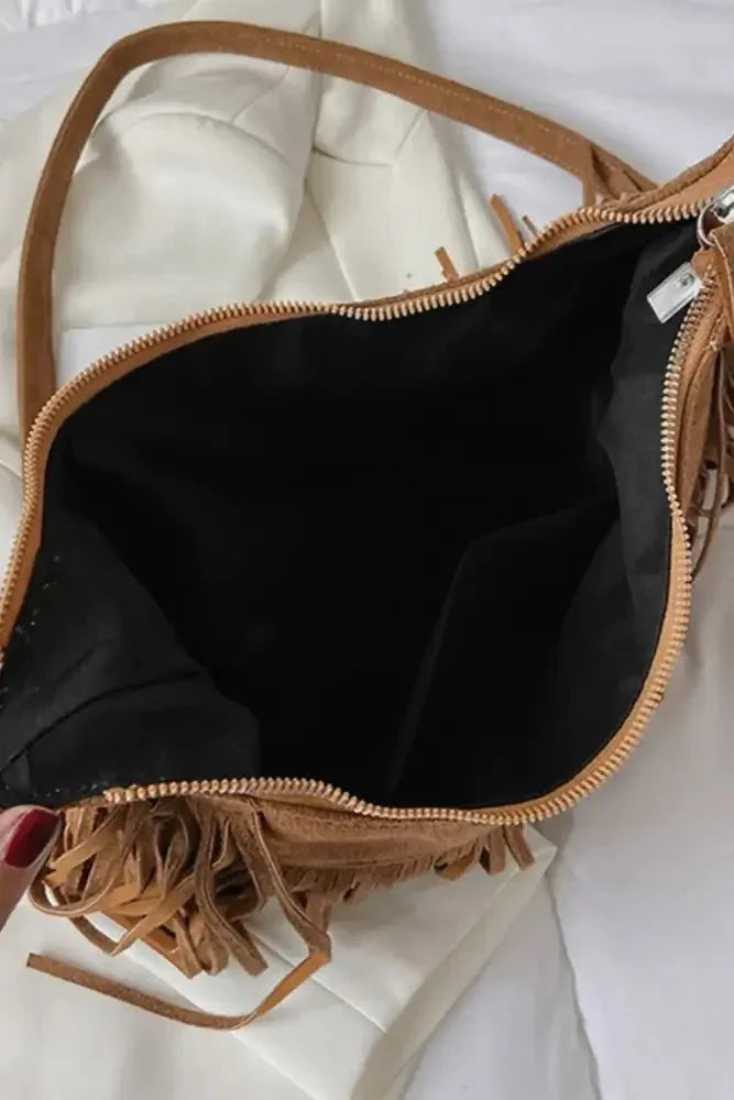 Suede Fringe Adjustable Strap Shoulder Bag - Update AvenueVacation StyleTrendsi1007004472210371007004472210374bccad26 - 487a - 4f6b - bb14 - ba58715c7112 - MaxCaramel