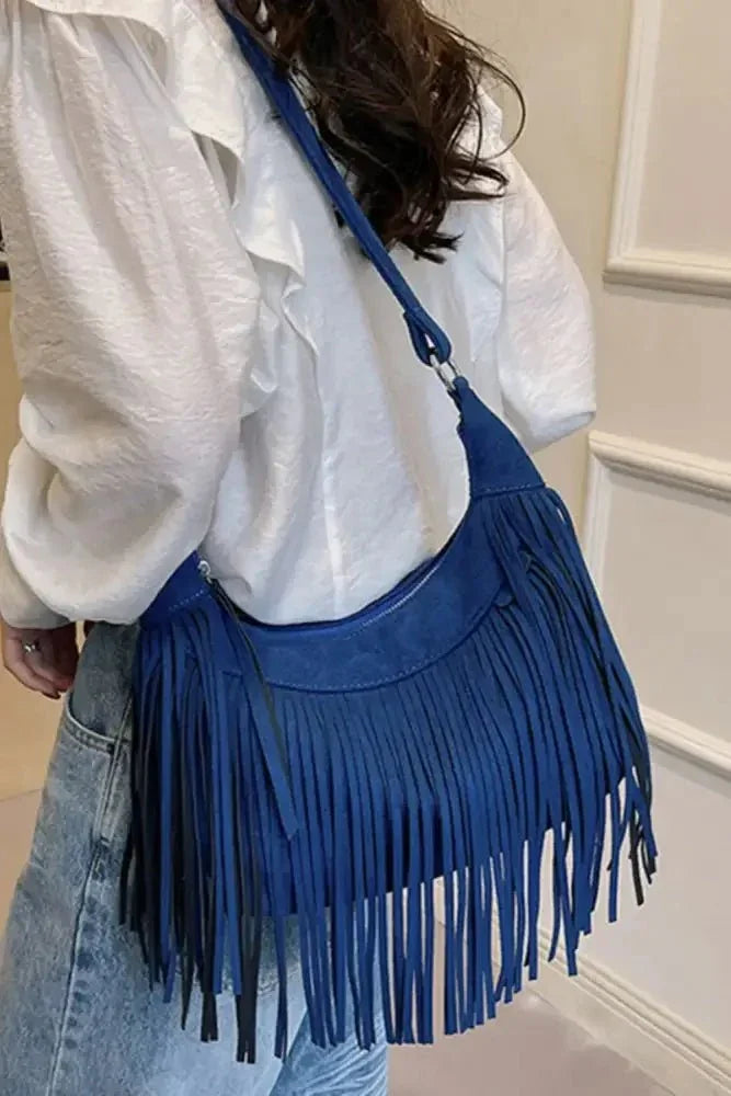 Suede Fringe Adjustable Strap Shoulder Bag - Update AvenueVacation StyleTrendsi1007004472250781007004472250780c6210ff - c95f - 4015 - aa47 - 6fa8e406139c - MaxNavy