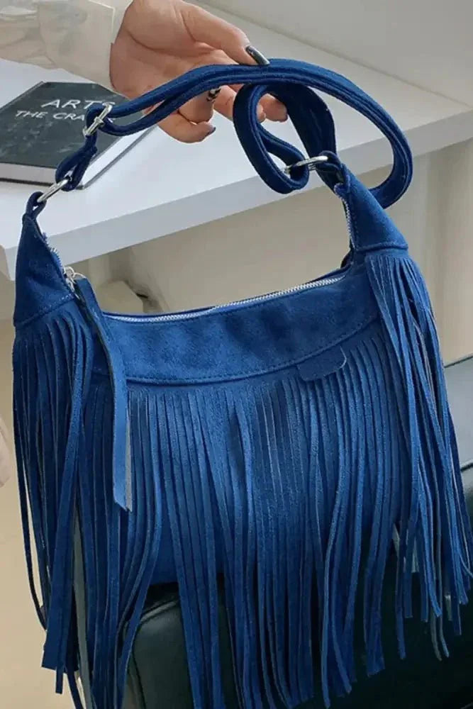 Suede Fringe Adjustable Strap Shoulder Bag - Update AvenueVacation StyleTrendsi1007004472250781007004472250784437cf08 - 4bfb - 4b21 - 81a0 - 7e9888010062 - MaxNavy