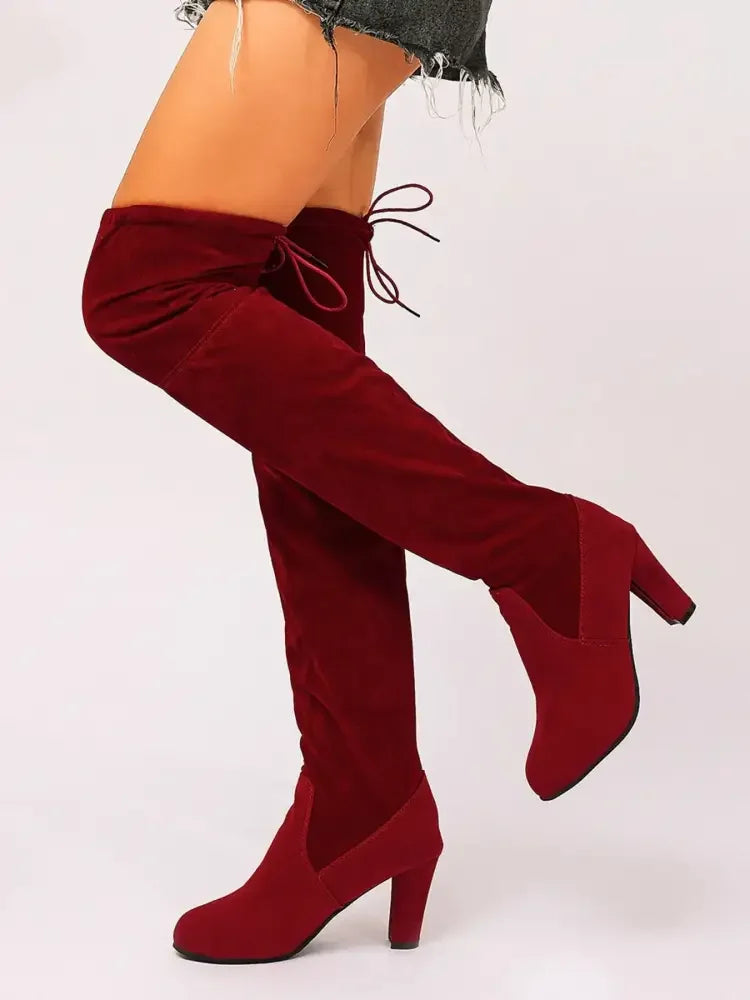 Suede Over-The-Knee High Heel Boots