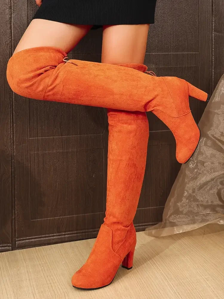 Suede Over-The-Knee High Heel Boots