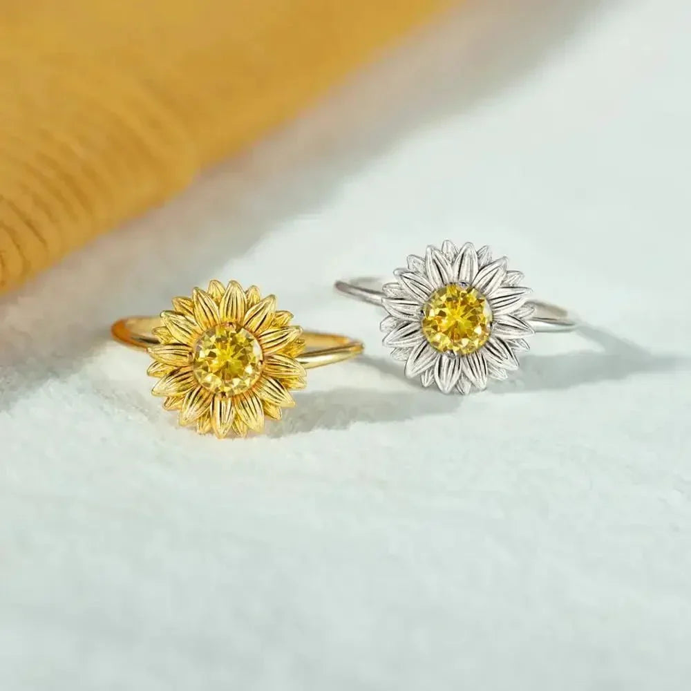 Sunflower Zircon 925 Sterling Silver Ring - Update AvenueRingTrendsi100500078181089100500078181089Sunflower Zircon 925 Sterling Silver RingGold