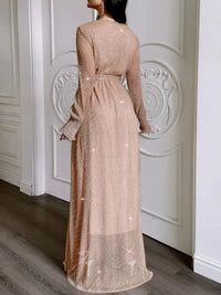 Surplice Slit Tie Waist Maxi Dress
