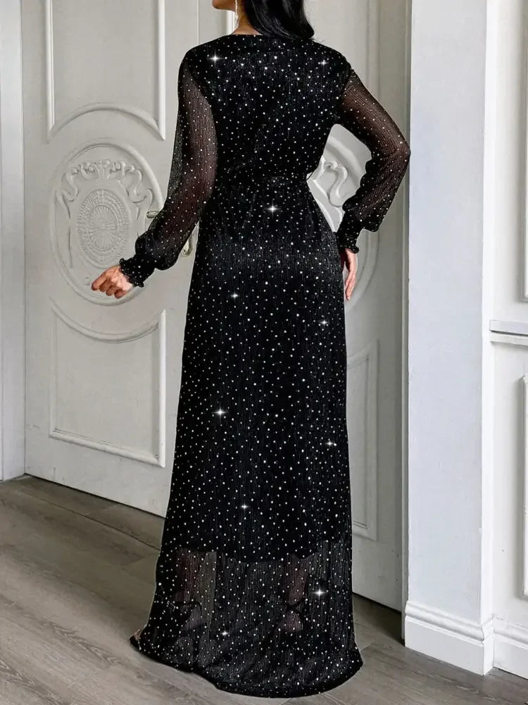 Surplice Slit Tie Waist Maxi Dress