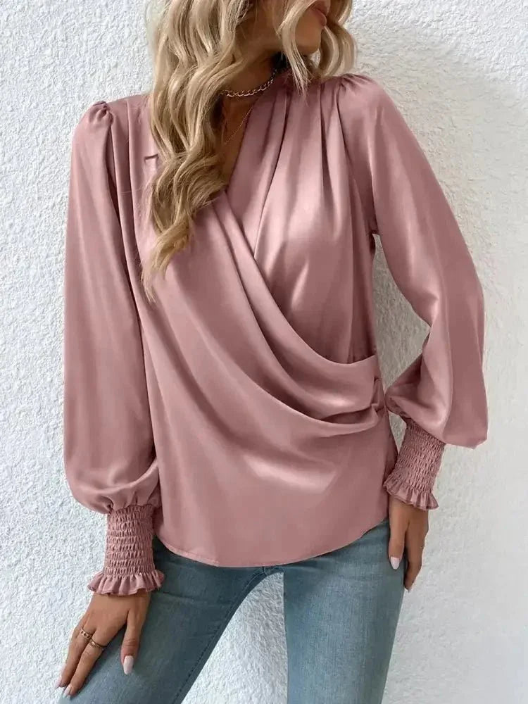 Surplice Smocked Lantern Sleeve Blouse - Update AvenueTrendsi10010142028229510010142028229508084aed9fca486c8b2bf97126cd20ce - MaxLight Mauve
