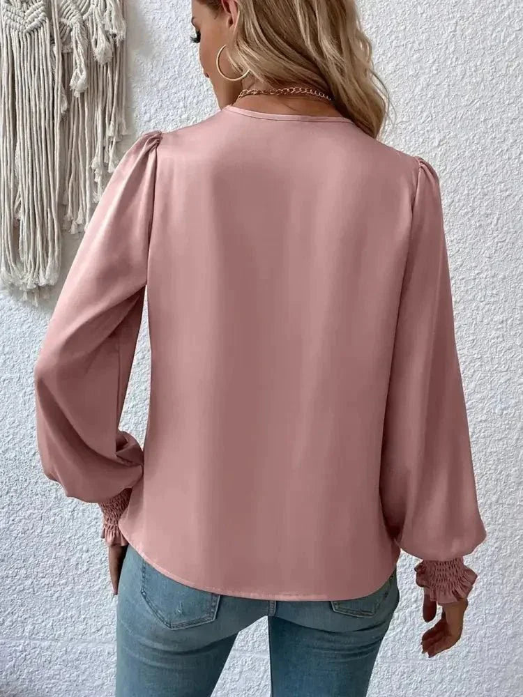 Surplice Smocked Lantern Sleeve Blouse - Update AvenueTrendsi100101420282295100101420282295c60e45146e2743fba34defc3e4fdc3d3 - MaxLight Mauve