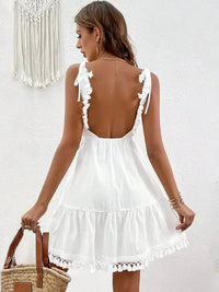 Surplice Summer Mini Dress with Tassel Hem - Update AvenueTrendsi10010009794893710010009794893745e55bba63764e4cba58622ec2a633fd - Max - OriginWhite