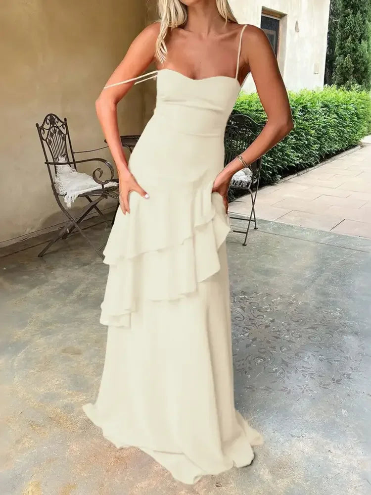 Sweetheart Neck Ruffled Maxi Cami Dress