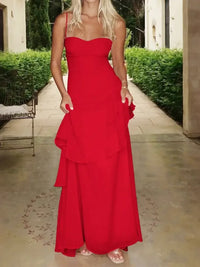 Sweetheart Neck Ruffled Maxi Cami Dress