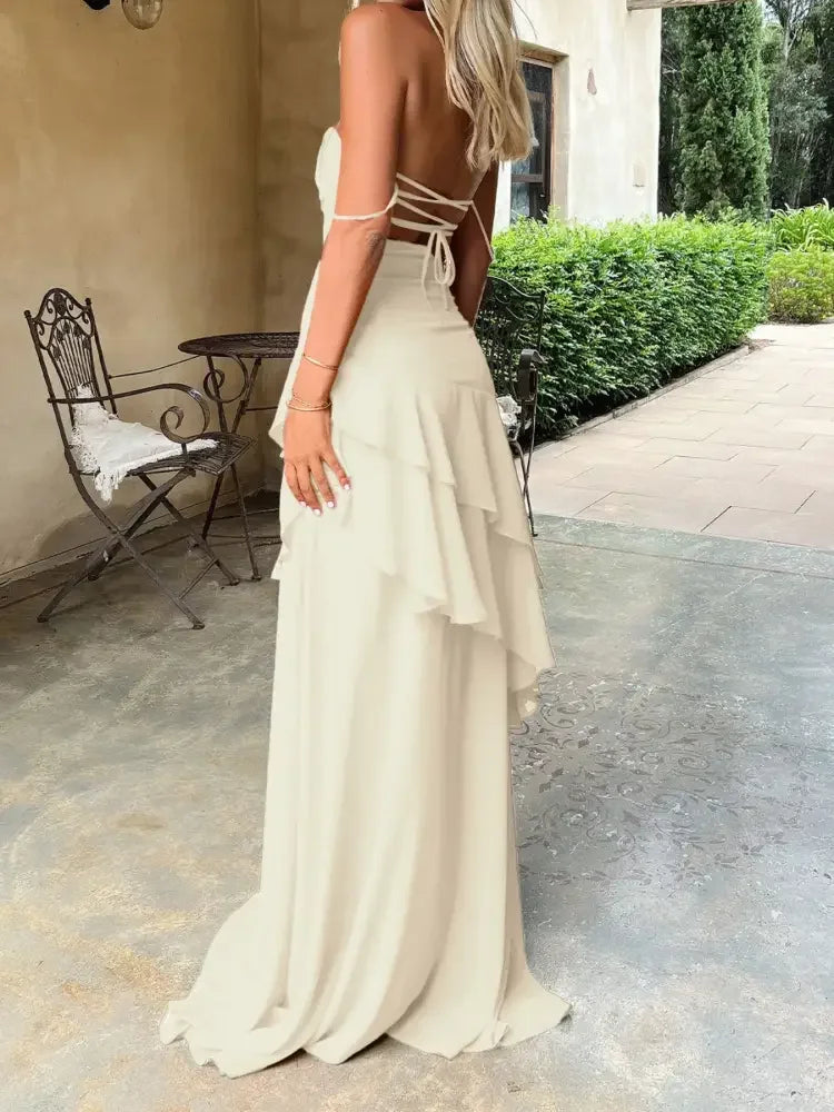 Sweetheart Neck Ruffled Maxi Cami Dress