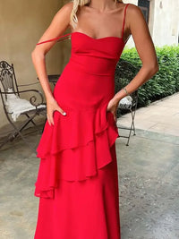 Sweetheart Neck Ruffled Maxi Cami Dress
