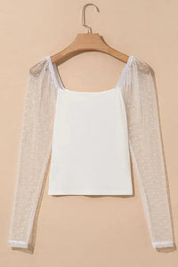 Swiss Dot Mesh Long Sleeve Square Neck Slim Top - Update AvenueFestival VibesTrendsi100100435537611100100435537611734c880f - 4d6c - 484e - b290 - 414738734f8f - MaxWhite