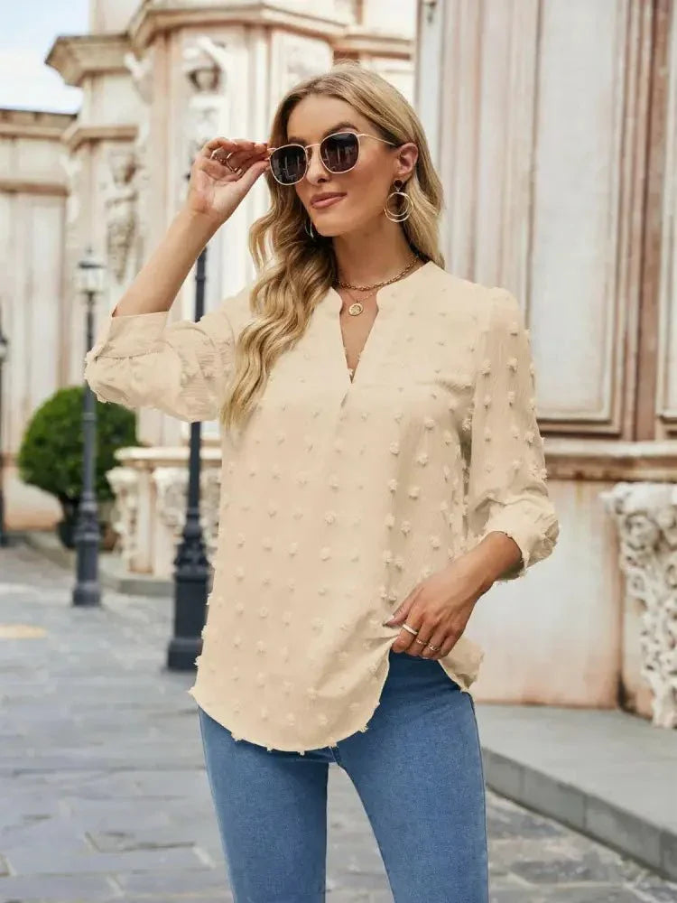 Swiss Dot Notched Neck Blouse - Update AvenueTrendsi10010135209443110010135209443115ce319087d948de88c9786b56ec9c8f - MaxSand