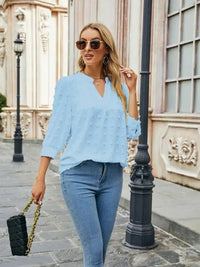 Swiss Dot Notched Neck Blouse - Update AvenueTrendsi10010135209677510010135209677535e7adb52aab44d2b571242fb915ba28 - MaxPastel Blue