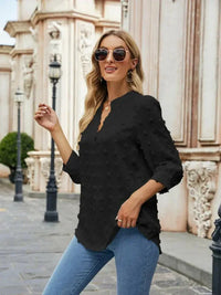 Swiss Dot Notched Neck Blouse - Update AvenueTrendsi100101352098340100101352098340623c39321a6c477e8ec00789b5cc86a3 - MaxBlack